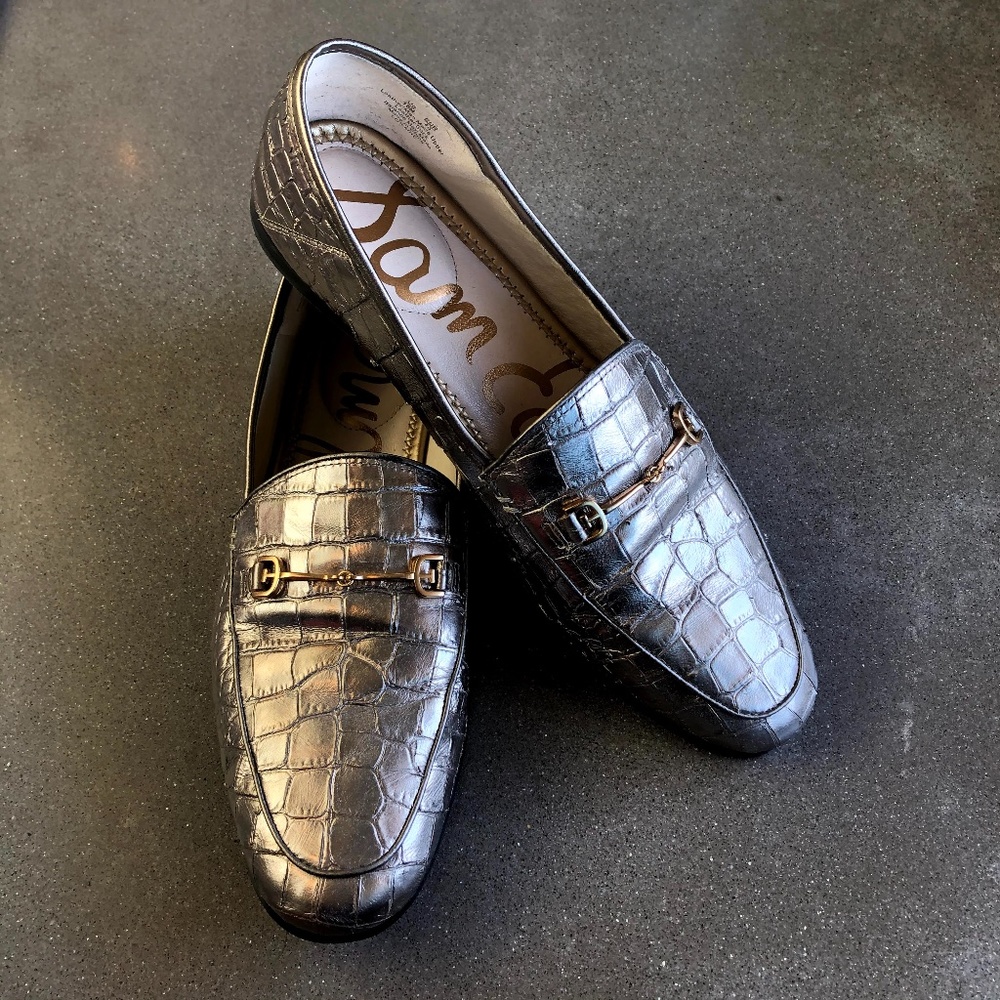 Sam Edelman Croc Embossed Metallic Loafer